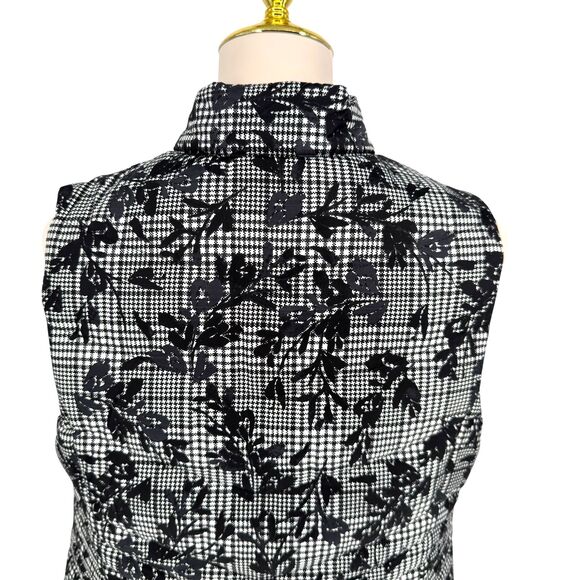 NWT J. Jill Down Puffer Vest Size SMALL Black Floral Houndstooth 2-Way Zip $149 - Picture 10 of 12